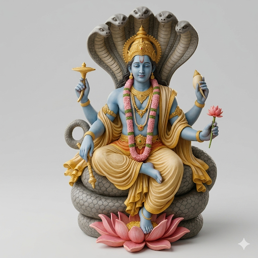 Vishnu Ji Sitting On Sheshnaag 3D Model (5 Inch)